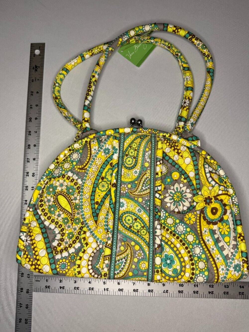 Vera Bradley Eloise Framed Handbag Retired Lemon Parfait NWT Yellow Teal Paisley